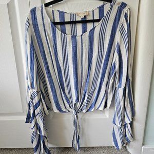 Altar'd State Blue and White Striped Blouse Size M